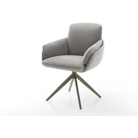 Drehstuhl Luan-Flex mit Armlehnen Strukturstoff Soft Grau Kreuzgestell breit Effektfinish Titan 360 drehbar Wippfunktion