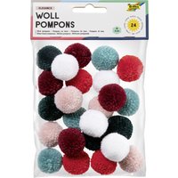 folia Woll-Pompons, Elegance, 24 Stück, farbig sortiert