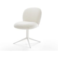 Drehstuhl Nube-Flex Bouclé Soft Beige Fußkreuz Weiß 360 drehbar Wippfunktion Taschenfederkern