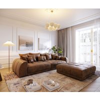 DELIFE Big-Sofa Violetta Hocker Braun