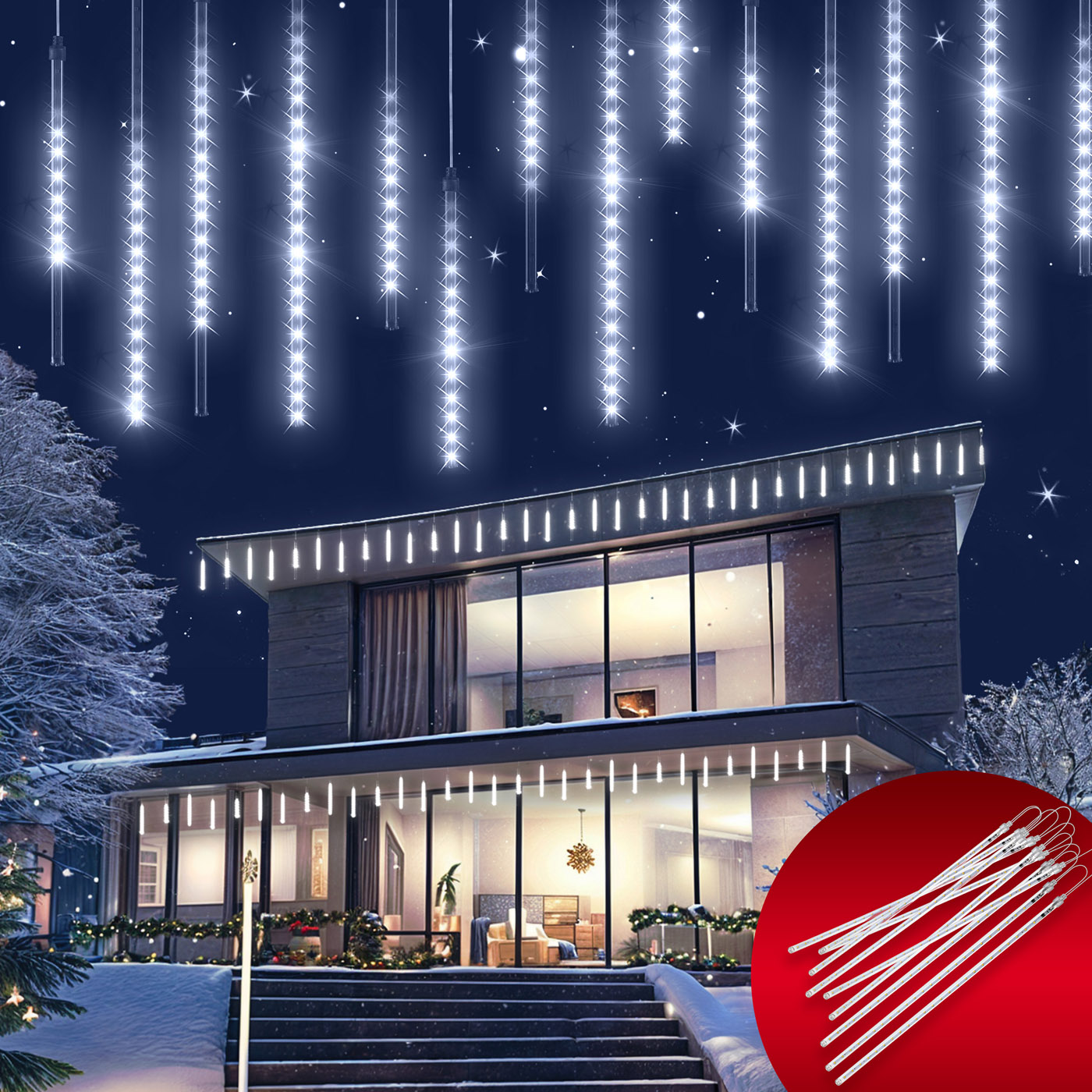 monzana Lichterkette Weihnachten Diamantenregen Kaltweiß – Bild 2