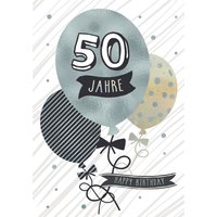 CACTUS Geburtstagskarte, Luftballon, - 50. Geburtstag