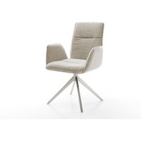 Drehstuhl Vinja-Flex Webstoff Soft Beige Kreuzgestell breit Edelstahl 360 drehbar Wippfunktion