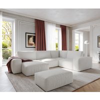 DELIFE Lanzo Ecksofa Creme-Weiß