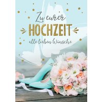 CACTUS Hochzeitskarte, Schuhe und Blumenstrauß – Bild 2