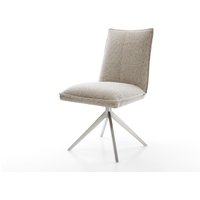 Drehstuhl Lelio-Flex Webstoff Soft Beige Kreuzgestell breit Edelstahl 360 drehbar Wippfunktion Taschenfederkern