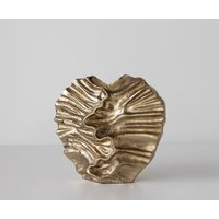 Vase Nerina B47 x T18 x H42 cm Aluminium Champagner Handgemacht