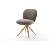 Drehstuhl Nube-Flex Strukturstoff Soft Taupe Holzgestell kantig Natur 360 drehbar Taschenfederkern