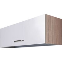 Kurz-Hängeschrank Valero Weiß Hochglanz/Braun 100x32x32cm