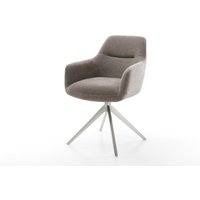 Drehstuhl Pejo-Flex Strukturstoff Soft Taupe Kreuzgestell breit Edelstahl 360 drehbar Wippfunktion Taschenfederkern