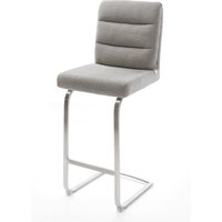 Barstuhl Pela-Flex Strukturstoff Soft Grau Freischwinger Flach Edelstahl Silberfarben