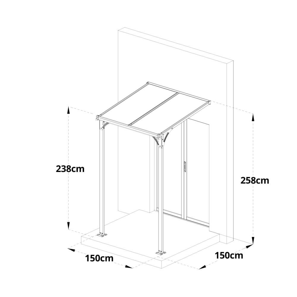 Vordach Haustür CUBIS S - 150 x 150 cm Anthrazit – Bild 4