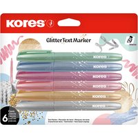 Kores Textmarker, Glitter, Stiftform, 6er Set