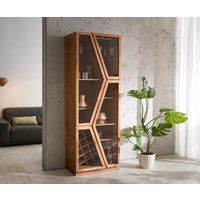 Vitrine Taza 75x210 cm Akazie Natur 4 Türen Barschrank – Bild 2