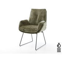 Esszimmerstuhl Clea-Flex Chenille Olive Kufengestell Schwarz