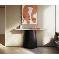 Konsolentisch Edge Polygonal 140x50 cm Keramik Laminam Statuarietto Weiß Livos Metall Schwarz