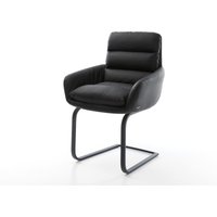 Freischwinger Abelia-Flex mit Armlehnen Echt-Leder Schwarz Freischwinger flach Schwarz