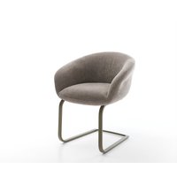 Freischwinger Vinka-Flex mit Armlehnen Strukturstoff Soft Taupe Freischwinger flach Effektfinish Titan Taschenfederkern