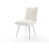 Esszimmerstuhl Lelio-Flex Bouclé Soft Beige 4-Fuß konisch Edelstahl Taschenfederkern