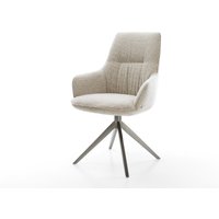 Drehstuhl Zelia-Flex mit Armlehnen Webstoff Soft Beige Kreuzgestell breit Graphit 360 drehbar Wippfunktion Taschenfederkern
