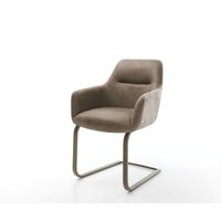 Freischwinger Pejo-Flex Mikrofaser Taupe Vintage Freischwinger flach Effektfinish Titan Taschenfederkern