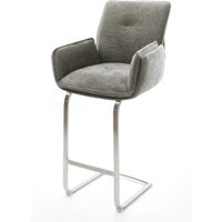 Barstuhl Nela-Flex Bouclé Soft Schlamm Freischwinger Flach Edelstahl Silberfarben