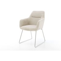 Esszimmerstuhl Pejo-Flex Cord Beige Kufengestell Edelstahl Taschenfederkern