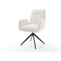 Drehstuhl Zoa-Flex Bouclé Soft Beige Kreuzgestell breit Schwarz 360 drehbar Wippfunktion Taschenfederkern