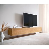 Lowboard Kayu 220 cm Akazie Natur 4 Türen schwebend