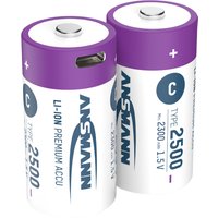 ANSMANN Li-Ion Akku Baby C mit USB-C Kupplung, 2er Karton