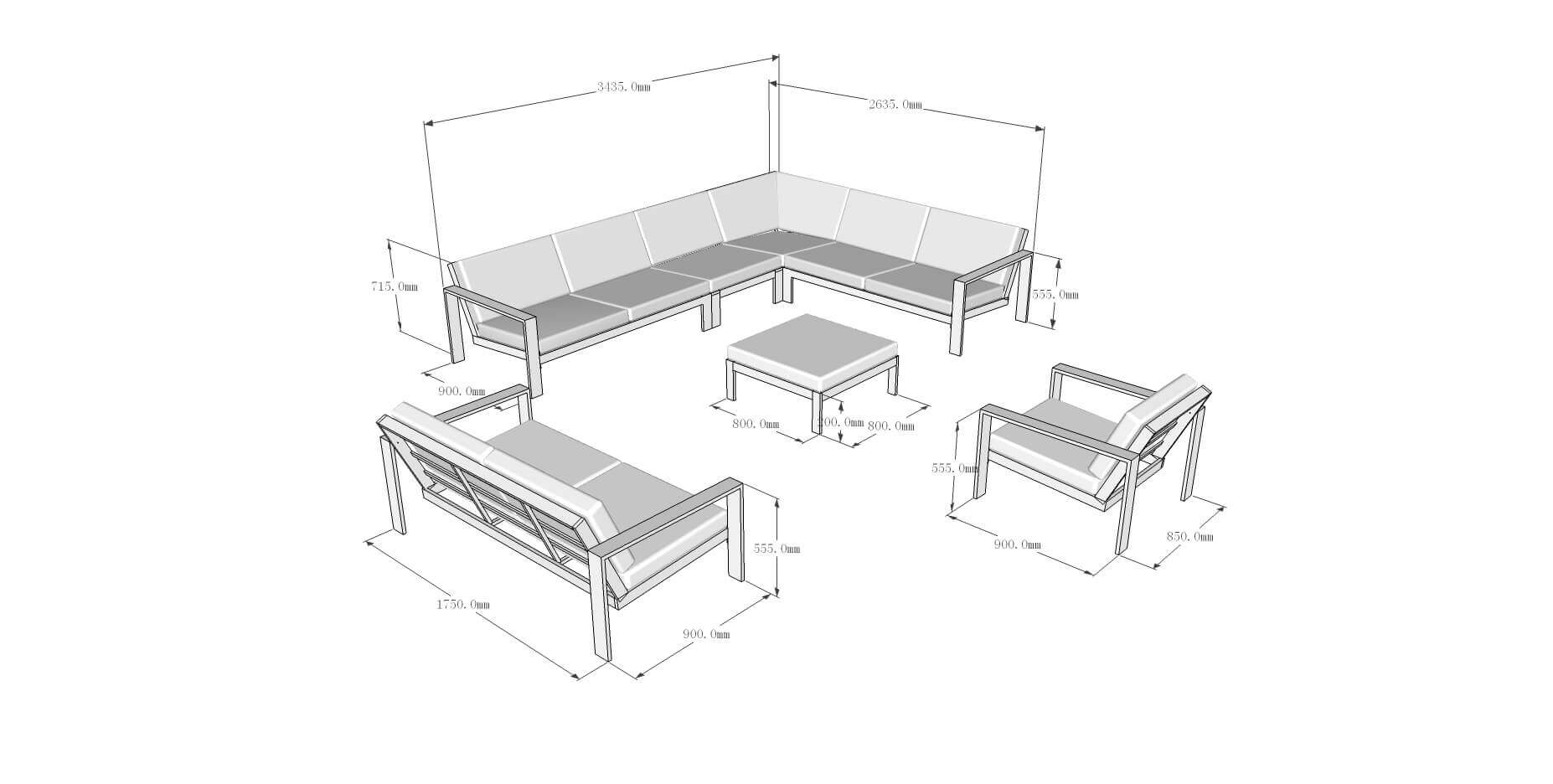 Gartenlounge Aluminium RIO L - Anthrazit – Bild 5