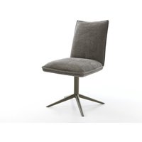 Drehstuhl Lelio-Flex Bouclé Soft Schlamm Fußkreuz Effektfinish Titan 360 drehbar Wippfunktion Taschenfederkern