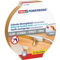 tesa Powerbond Montageband schmal, 2 x 9 mm x 5 m, weiß