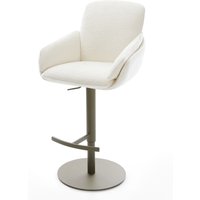 Barstuhl Luan-Flex Bouclé Soft Beige Drehfuß höhenverstellbar Metall Titanfarben – Bild 2