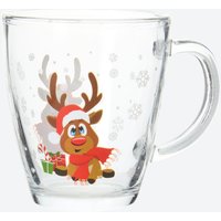 Glas-Tasse mit Weihnachtsmotiv, Ø ca. 9,1 cm, Höhe ca. 10,2 cm