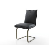 Freischwinger Lelio-Flex Echt-Leder Schwarz Freischwinger flach Effektfinish Titan Taschenfederkern