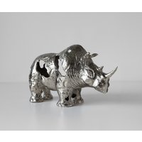 Figur Rinoro B53 x T19 x H30 cm Aluminium Platin Handgemacht
