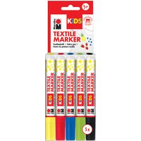 Marabu KiDS Textilmarker, 5 x 3 ml, 5er Blister