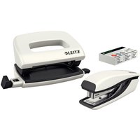 LEITZ Heftgerät- & Locher-Set Mini NeXXt WOW, perlweiß