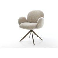Drehstuhl Nube-Flex mit Armlehnen Webstoff Soft Beige Kreuzgestell breit Effektfinish Titan 360 drehbar Wippfunktion Taschenfederkern