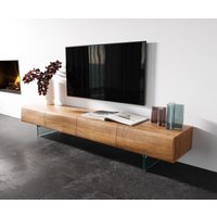 Lowboard New Live-Edge 200 cm Akazie Natur 4 Türen Glasfuß