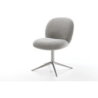 Drehstuhl Nube-Flex Strukturstoff Soft Grau Fußkreuz Edelstahl 360 drehbar Wippfunktion Taschenfederkern