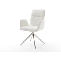 Drehstuhl Vinja-Flex Bouclé Soft Beige Kreuzgestell breit Edelstahl 360 drehbar Wippfunktion