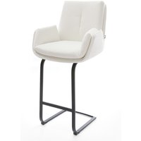 Barstuhl Clea-Flex Bouclé Creme-Weiß Freischwinger Flach Metall Schwarz