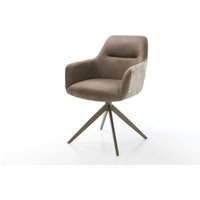 Drehstuhl Pejo-Flex Mikrofaser Taupe Vintage Kreuzgestell breit Effektfinish Titan 360 drehbar Wippfunktion Taschenfederkern