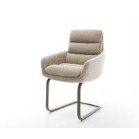 Freischwinger Abelia-Flex mit Armlehnen Bouclé Schlamm Freischwinger flach Effektfinish Titan