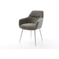 Esszimmerstuhl Pejo-Flex Bouclé Soft Schlamm 4-Fuß konisch Edelstahl Taschenfederkern