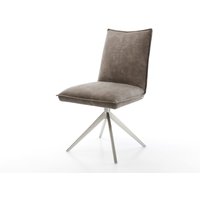 Drehstuhl Lelio-Flex Mikrofaser Taupe Vintage Kreuzgestell breit Edelstahl 360 drehbar Wippfunktion Taschenfederkern – Bild 2