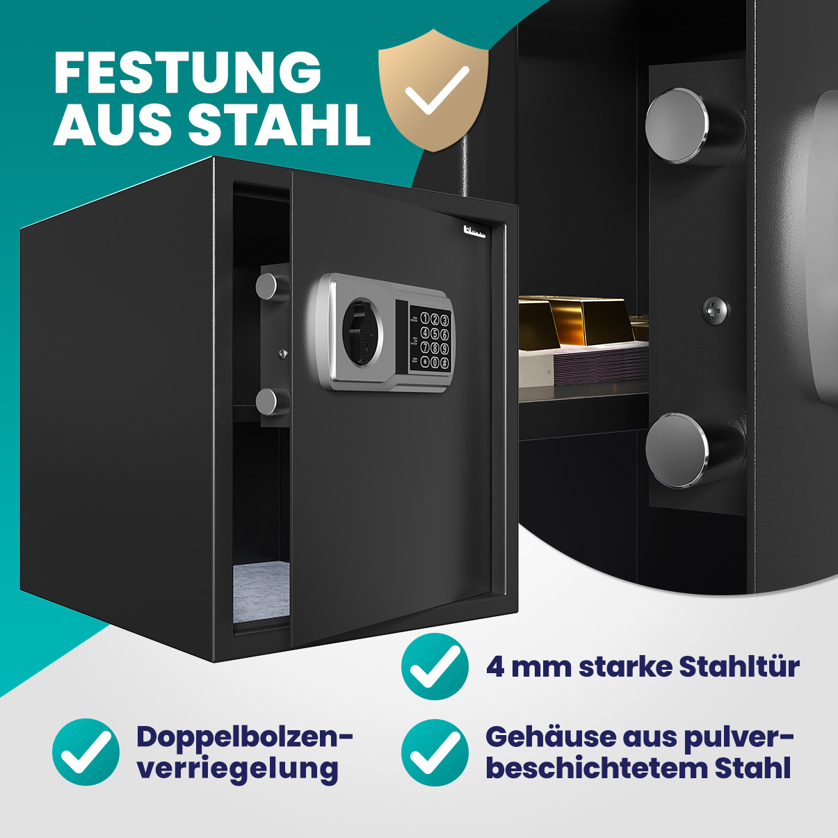 Deuba 107131 Elektrischer Tresor Schwarz – Bild 3