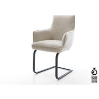Freischwinger Heira-Flex mit Armlehnen Webstoff Soft Beige Freischwinger flach Schwarz Taschenfederkern